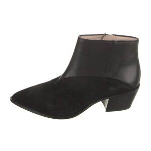 Louise Et Cie Ankle Boots 8M Black Leather Suede Chic Bootie Capsule Flaw